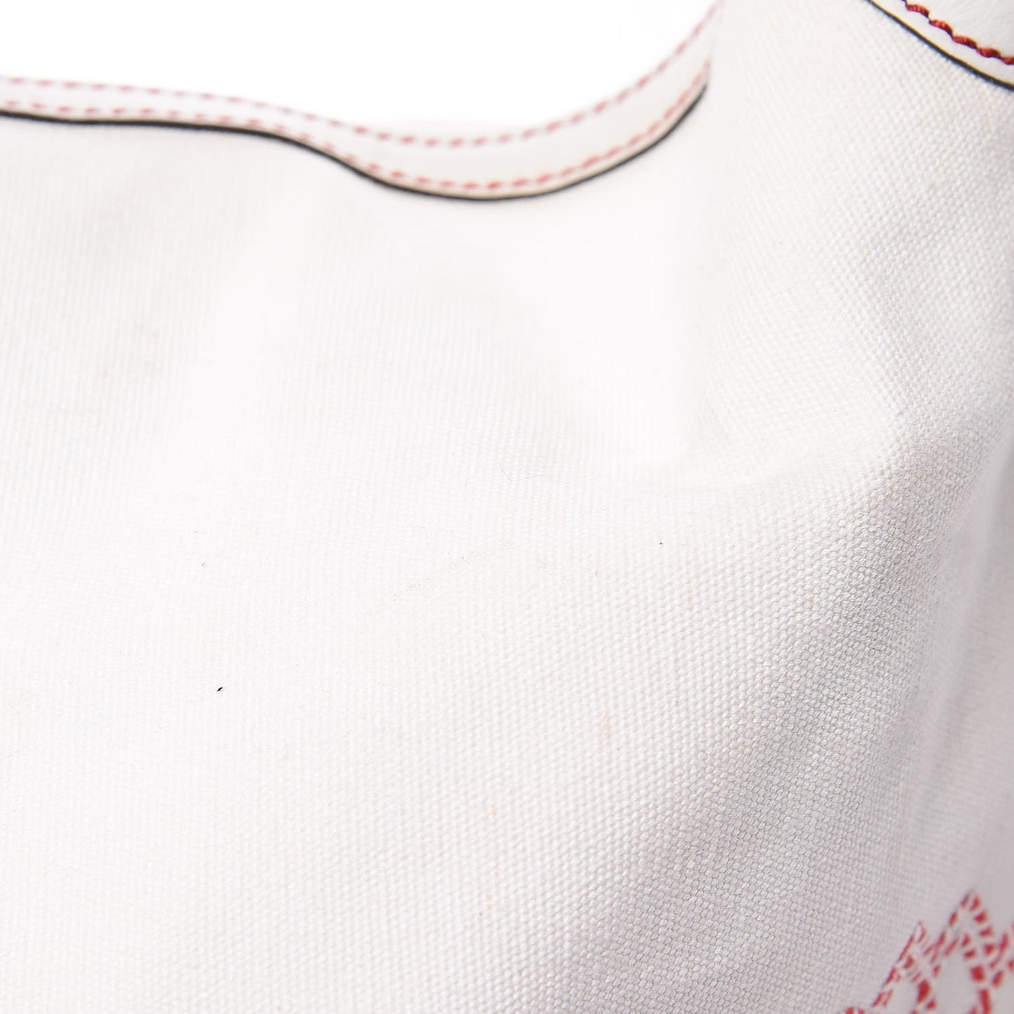 Canvas Embroidered Peggy Bamboo Top Handle Hobo White