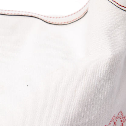 Gucci Canvas Embroidered Peggy Bamboo Top Handle Hobo White 12 of 15