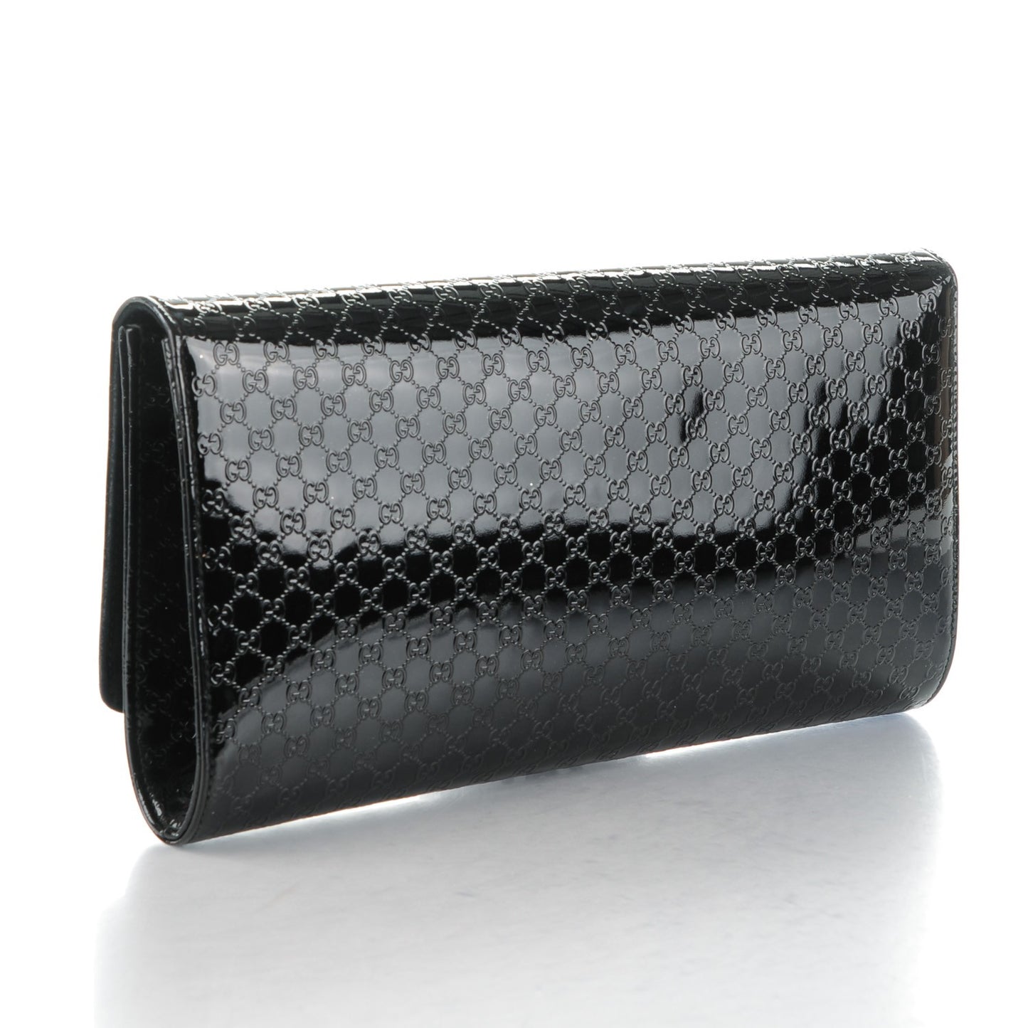 Patent Microguccissima Medium Broadway Evening Clutch Black
