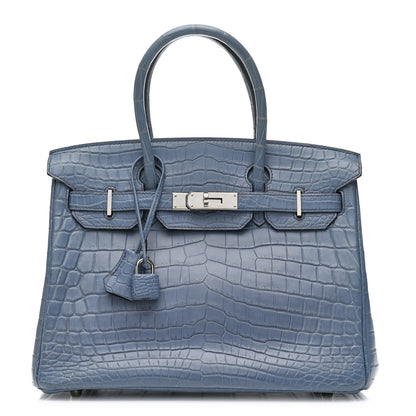 Hermes Matte Niloticus Crocodile Birkin 30 Bleu Ciel 1 of 45
