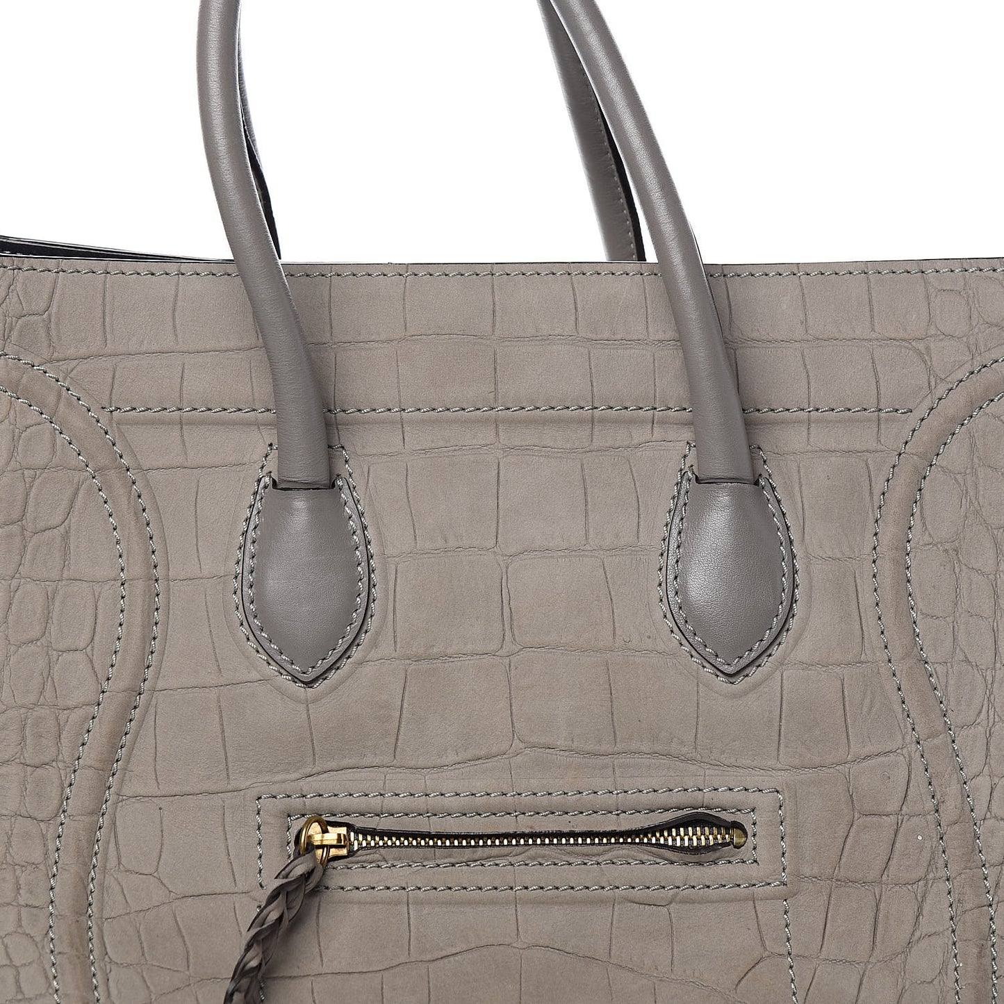 Crocodile Embossed Nubuck Medium Phantom Luggage Grey