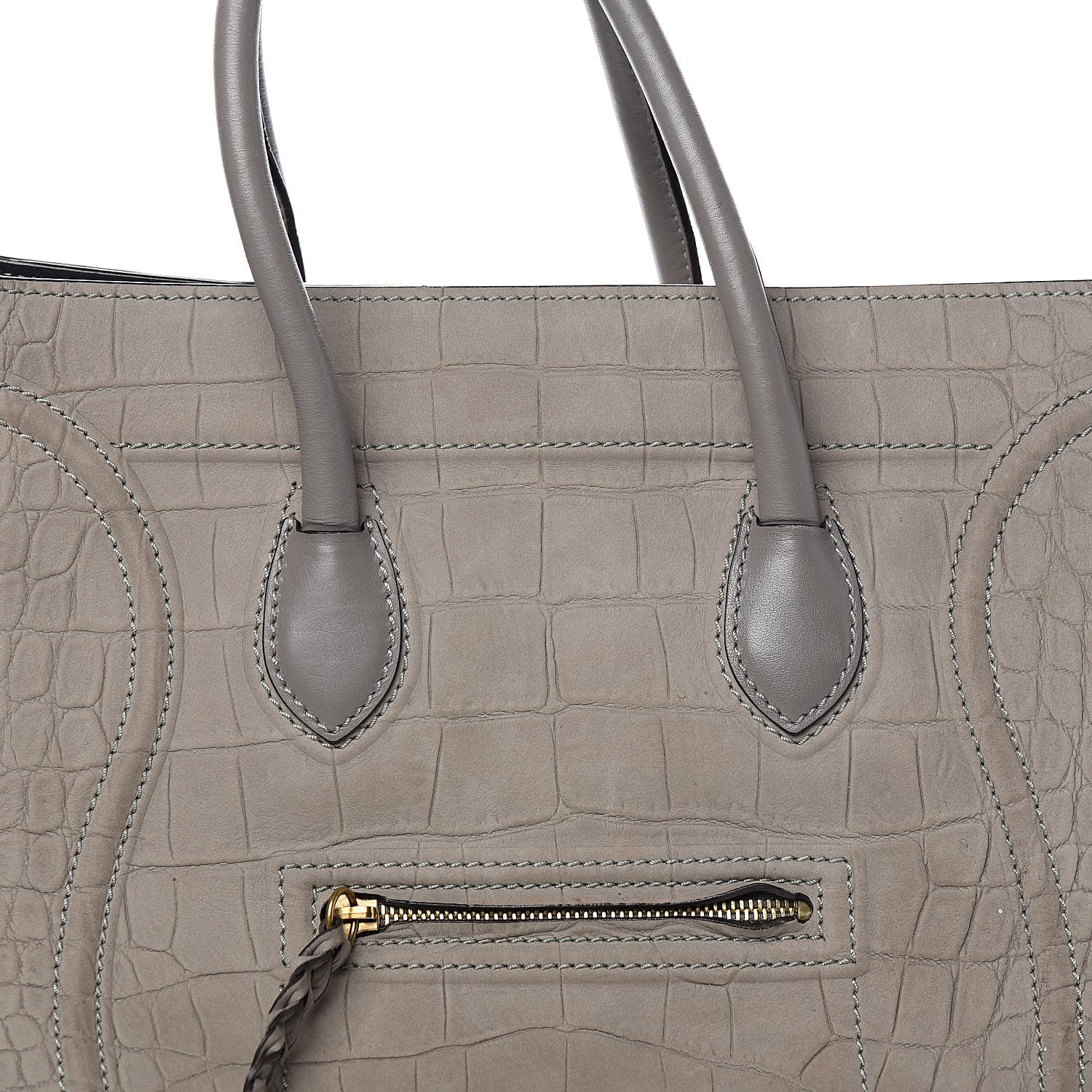 Celine Crocodile Embossed Nubuck Medium Phantom Luggage Grey 12 of 12