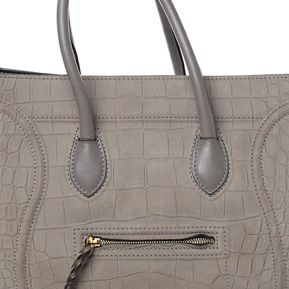 Celine Crocodile Embossed Nubuck Medium Phantom Luggage Grey 12 of 12