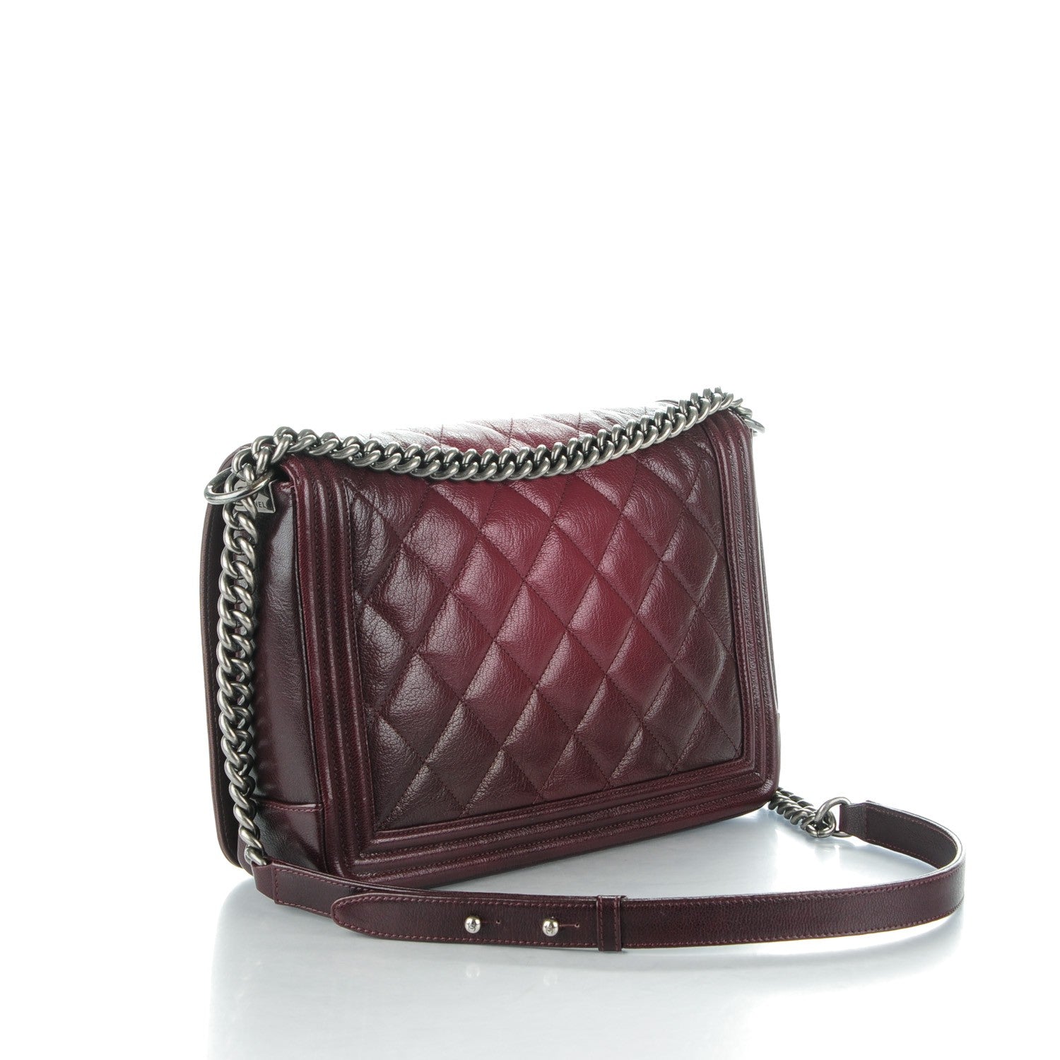 Chanel Goatskin Ombre Faded Quilted New Medium Boy Flap Burgundy 3 of 8