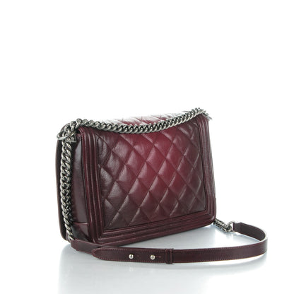 Chanel Goatskin Ombre Faded Quilted New Medium Boy Flap Burgundy 3 of 8