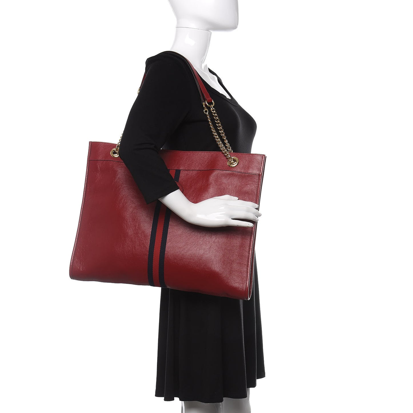 Calfskin Large Rajah Chain Tote Romantic Cherry
