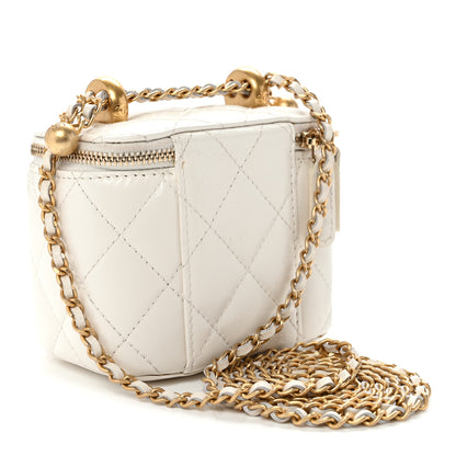 Chanel Calfskin Quilted Mini Perfect Fit Vanity Case With Chain White 3 of 10