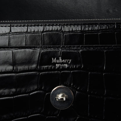 Mulberry Crocodile Embossed Calfskin Small Darley Black 8 of 11