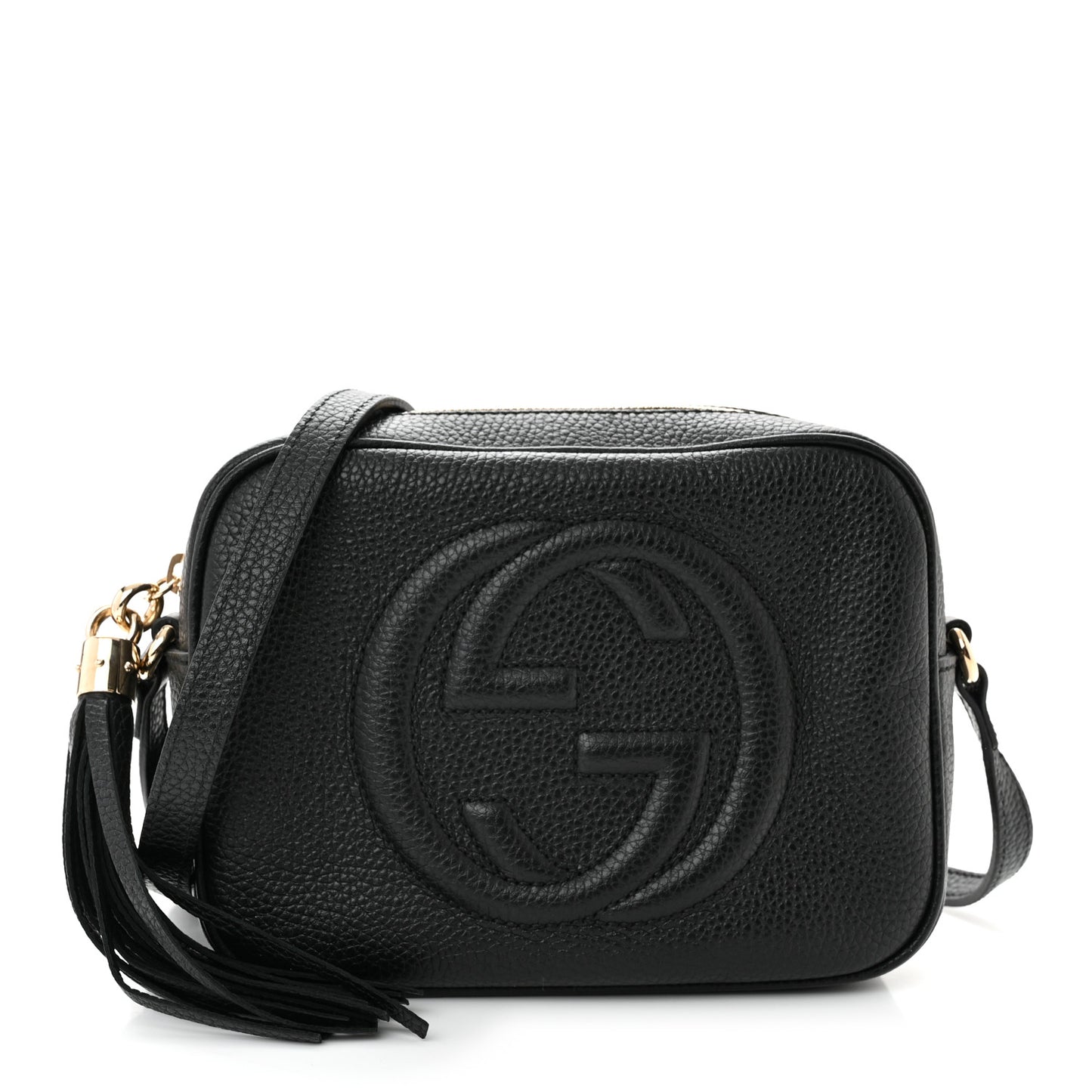 Pebbled Calfskin Small Soho Disco Bag Black
