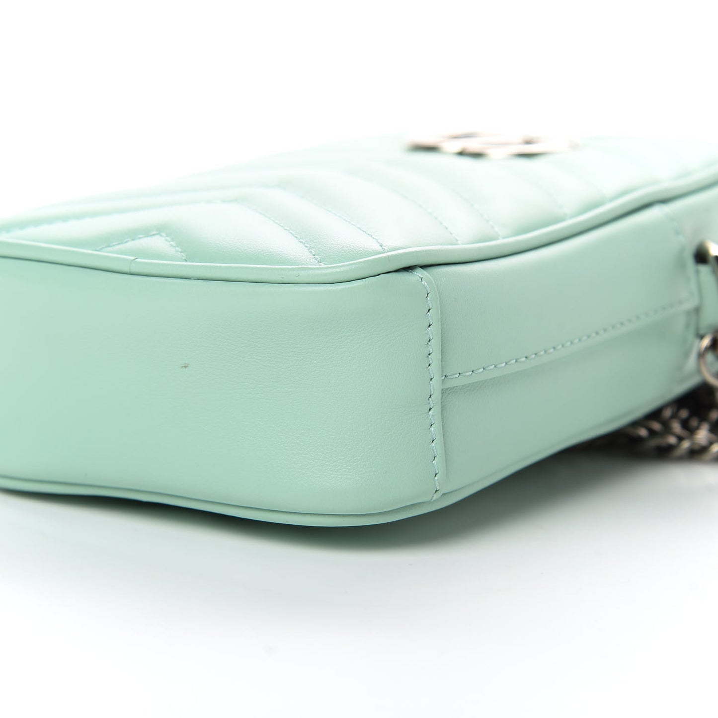 Calfskin Matelasse Mini GG Marmont Crossbody Bag Water Green