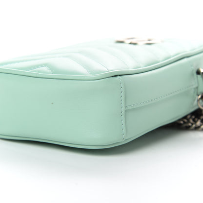 Gucci Calfskin Matelasse Mini GG Marmont Crossbody Bag Water Green 10 of 13
