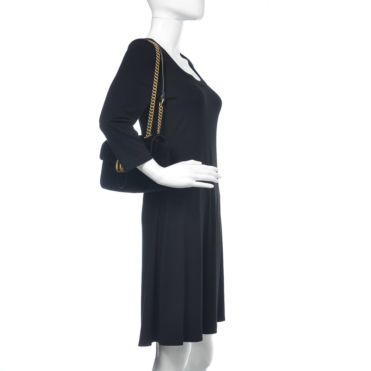 Velvet Matelasse Small GG Marmont Shoulder Bag Black