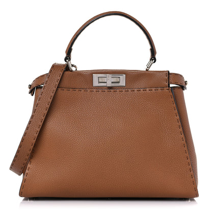 Fendi Cuoio Romano Selleria Bi-Color Medium Peekaboo Iconic Satchel Mou Deserto 1 of 13