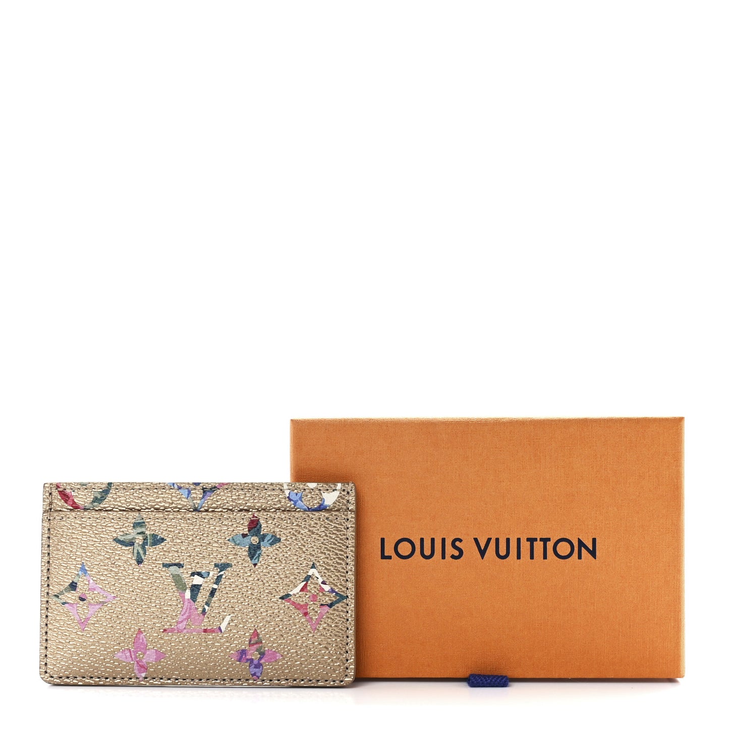 Metallic Monogram LV Garden Card Holder Gold