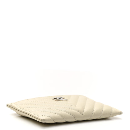 Chanel Lambskin Chevron Quilted Card Holder Ivory 4 of 9