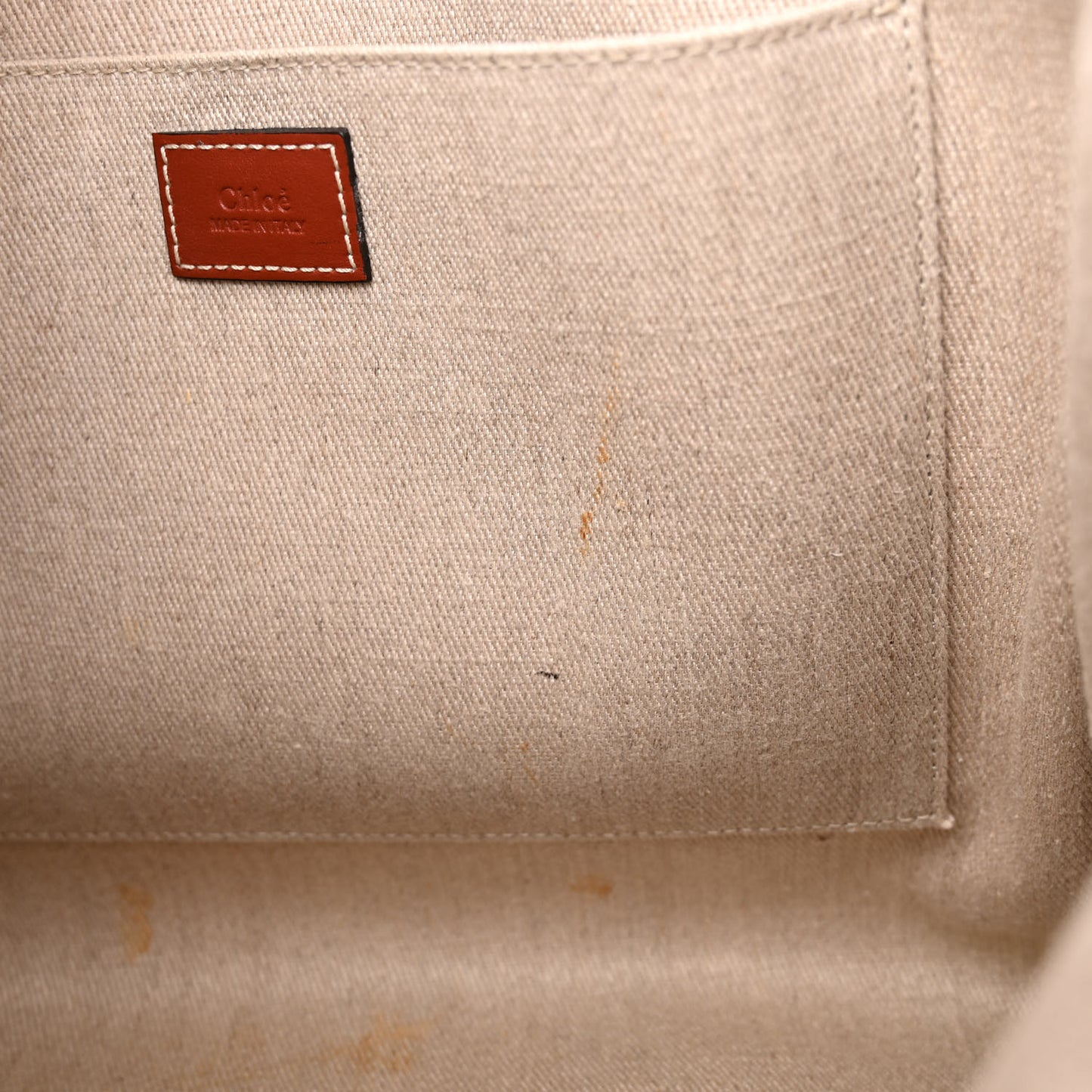 Linen Calfskin Medium Woody Ribbon Tote White Brown