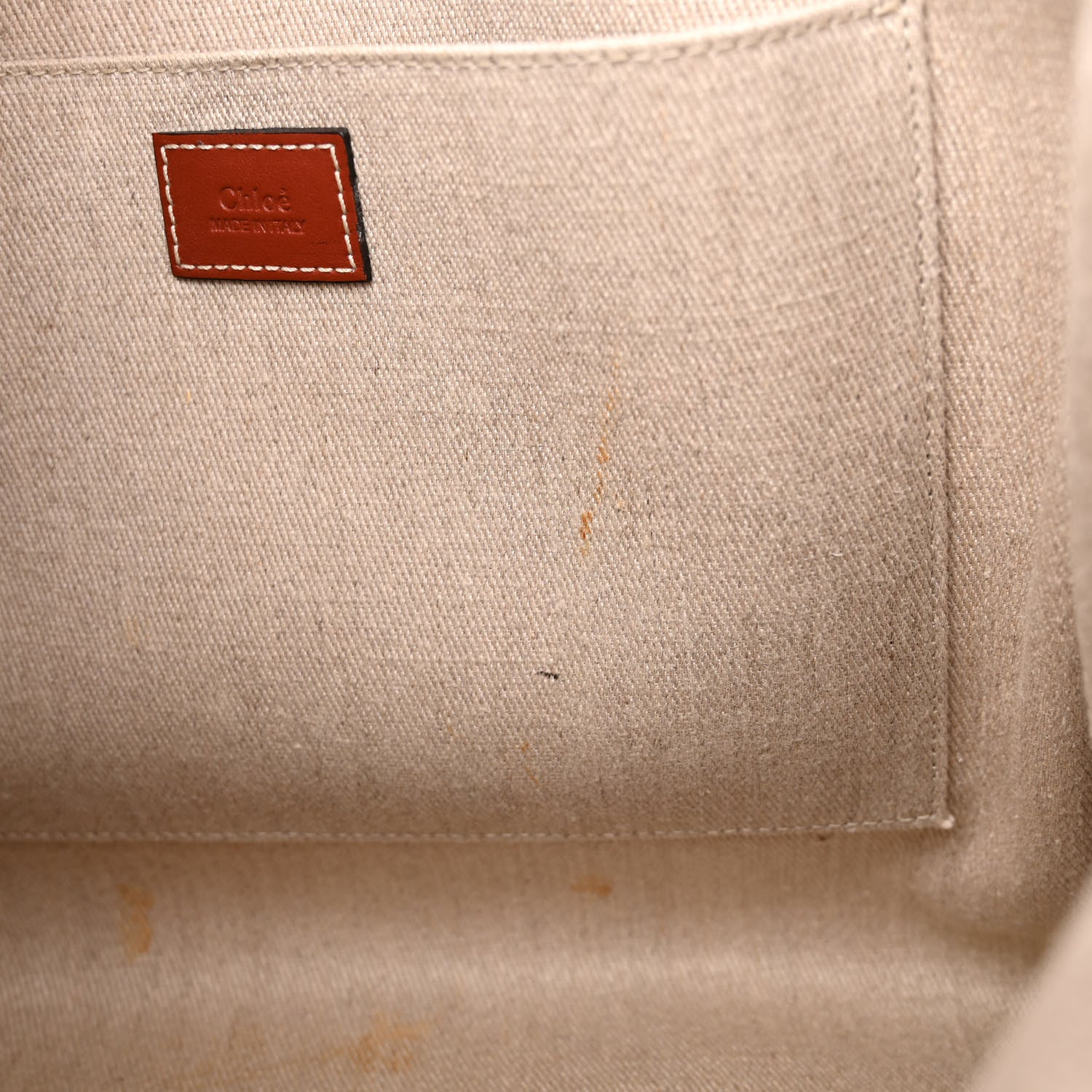 Chloe Linen Calfskin Medium Woody Ribbon Tote White Brown 11 of 17