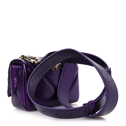 Bulgari Metallic Calfskin Matelasse Mini Serpenti Cabochon Crossbody Bag Purple 3 of 9