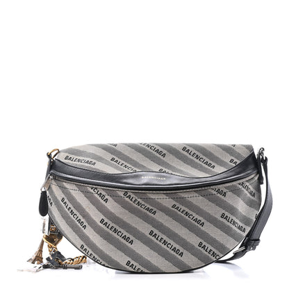 Balenciaga Canvas Jacquard Diagonal Allover Logo XS Souvenir Belt Bag Gris 1 of 4
