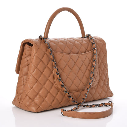 Chanel Caviar Quilted Medium Coco Handle Flap Camel 3 of 8
