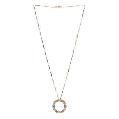 Cartier 18K Pink Gold Diamond LOVE Paved Necklace 3 of 8