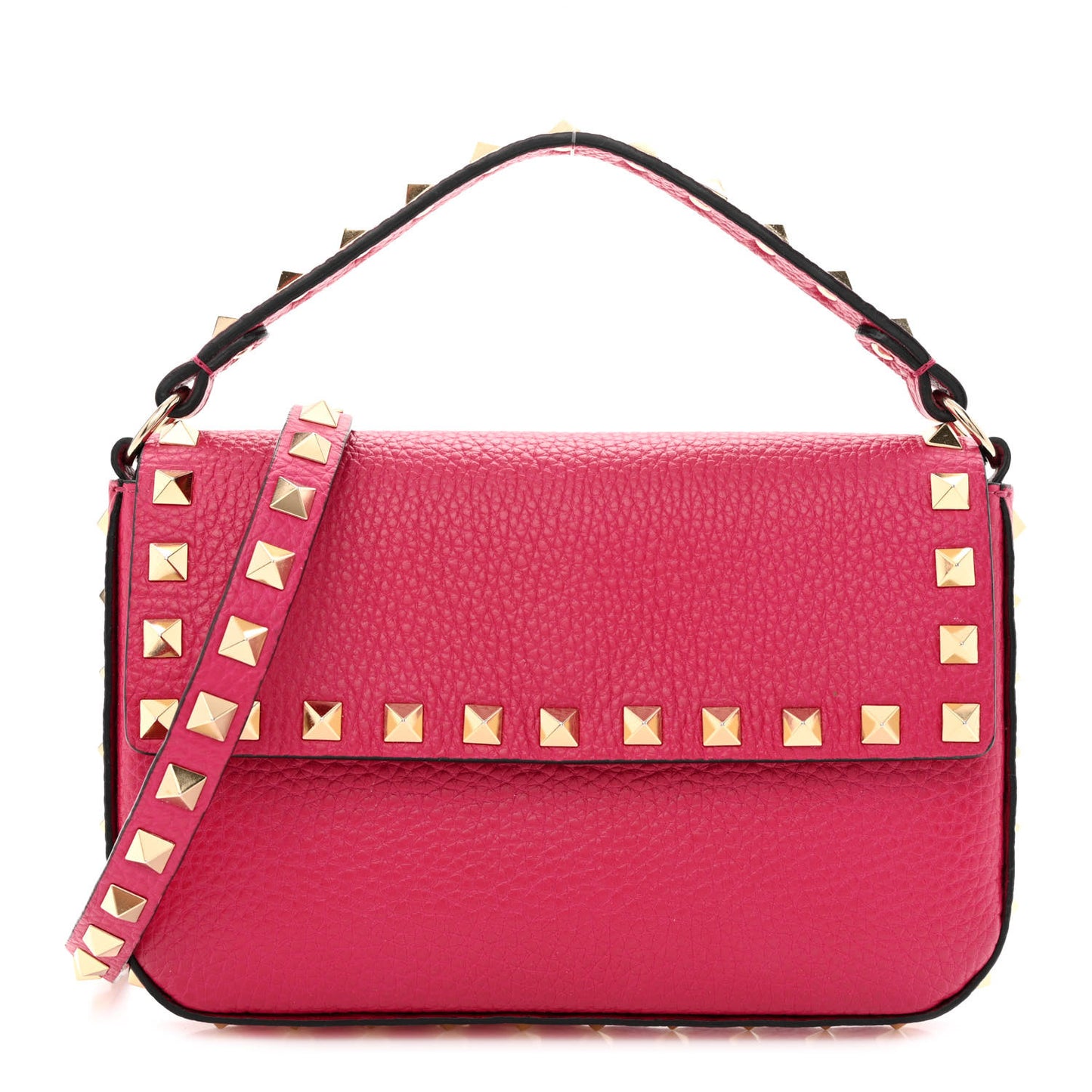Grainy Calfskin Rockstud Crossbody Pouch Blossom