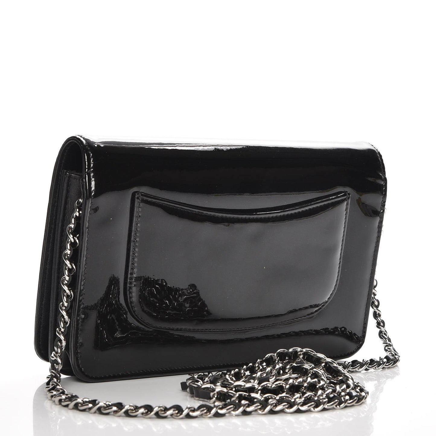 Patent Strass Wallet On Chain WOC Black