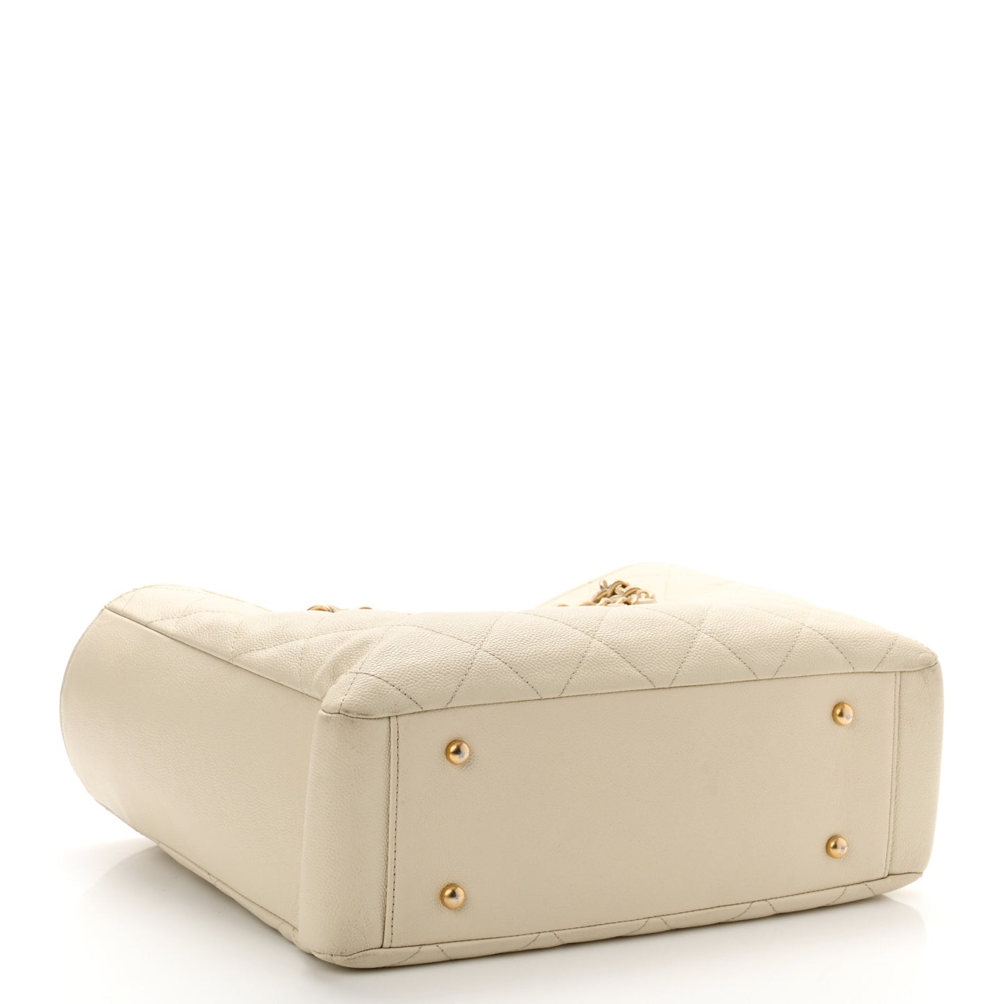 Caviar Quilted Small Shopping Tote White
