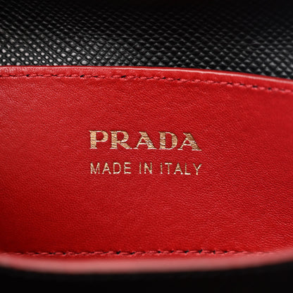 Prada Saffiano Cuir Small Double Bag Black Fuoco 6 of 14