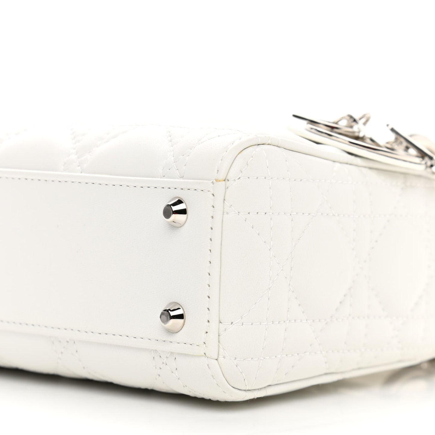 Lambskin Cannage Mini Lady Dior White