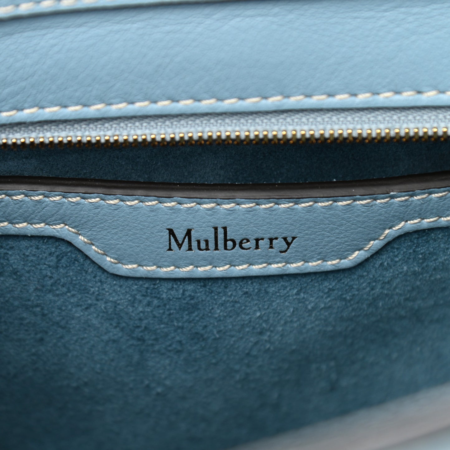 Silky Calfskin Small Bayswater Zip Tote Nordic Blue