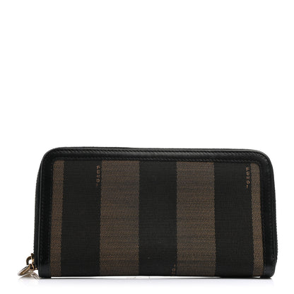 Fendi Pequin Cuoio Vegetale Zip Around Wallet Tobacco Black 1 of 7