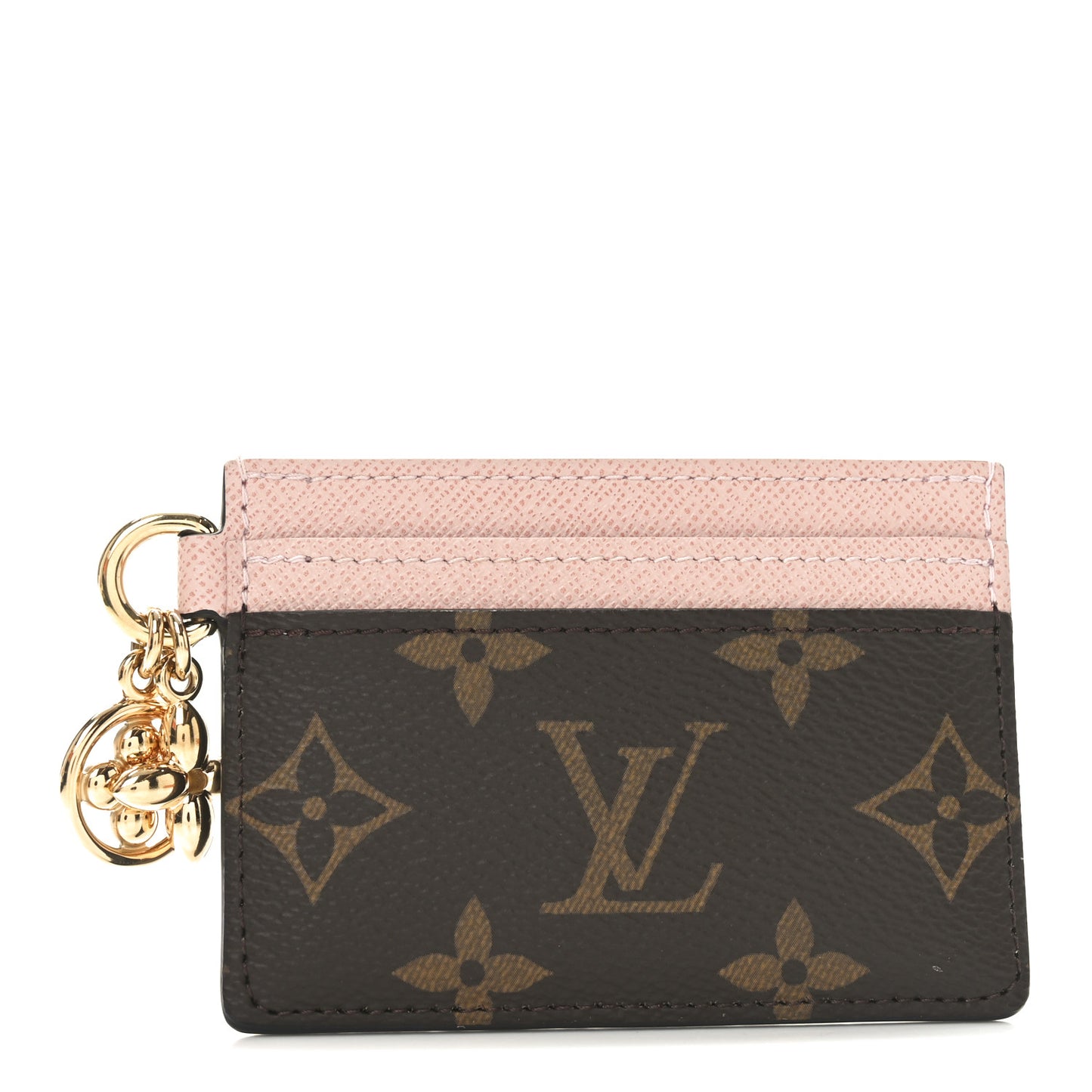 Monogram LV Charms Card Holder Rose Ballerine