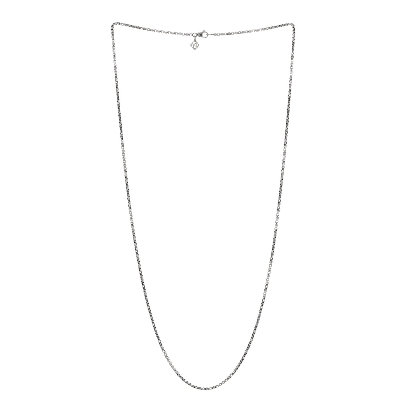 Sterling Silver 14K White Gold 2.7mm Box Chain Necklace 32"