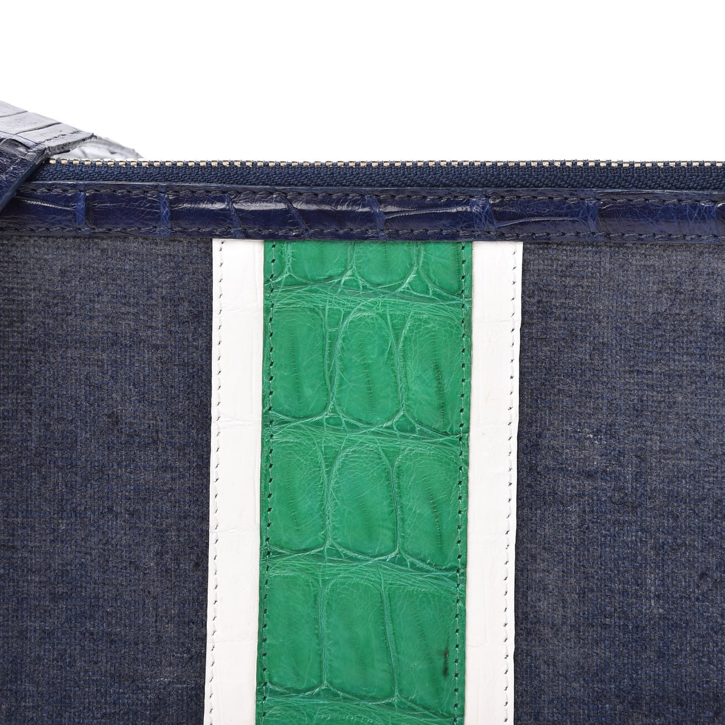 Crocodile Linen Crossbody Bag Navy
