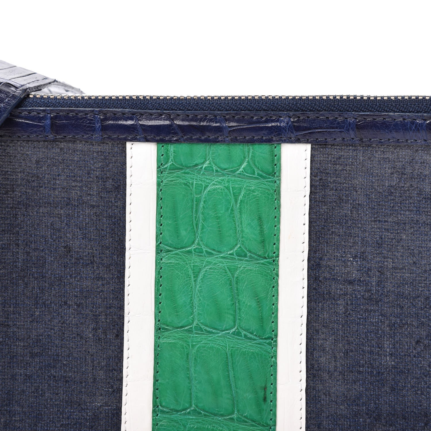 Nancy Gonzalez Crocodile Linen Crossbody Bag Navy 11 of 11