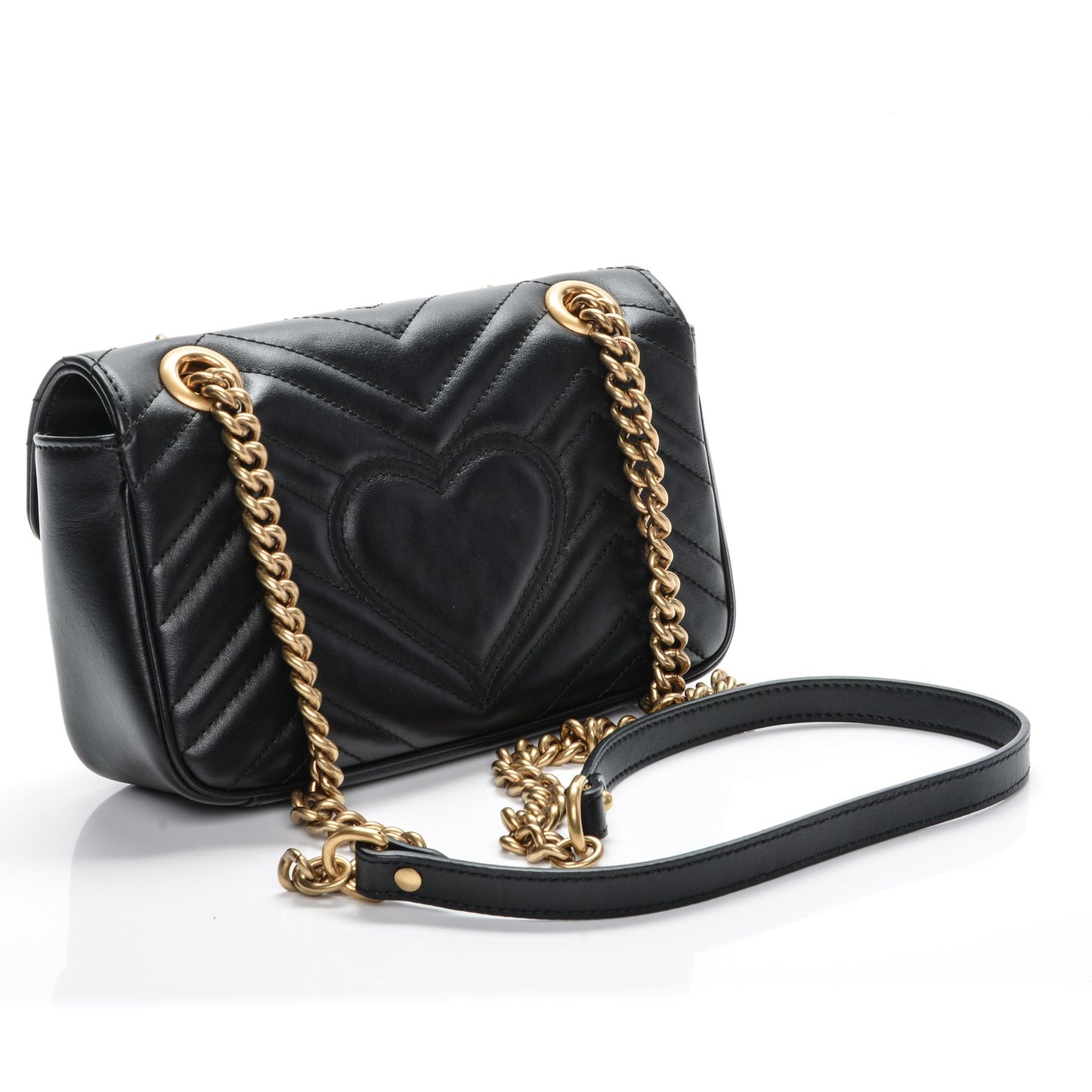 Calfskin Matelasse Mini GG Marmont Shoulder Bag Black