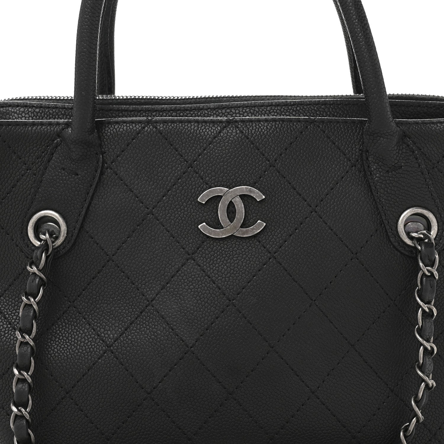 Chanel Grained Vegetal Calfskin Small Urban Shopping Tote Black 8 of 15
