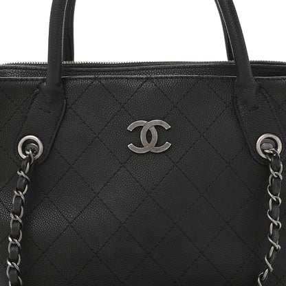 Chanel Grained Vegetal Calfskin Small Urban Shopping Tote Black 8 of 15
