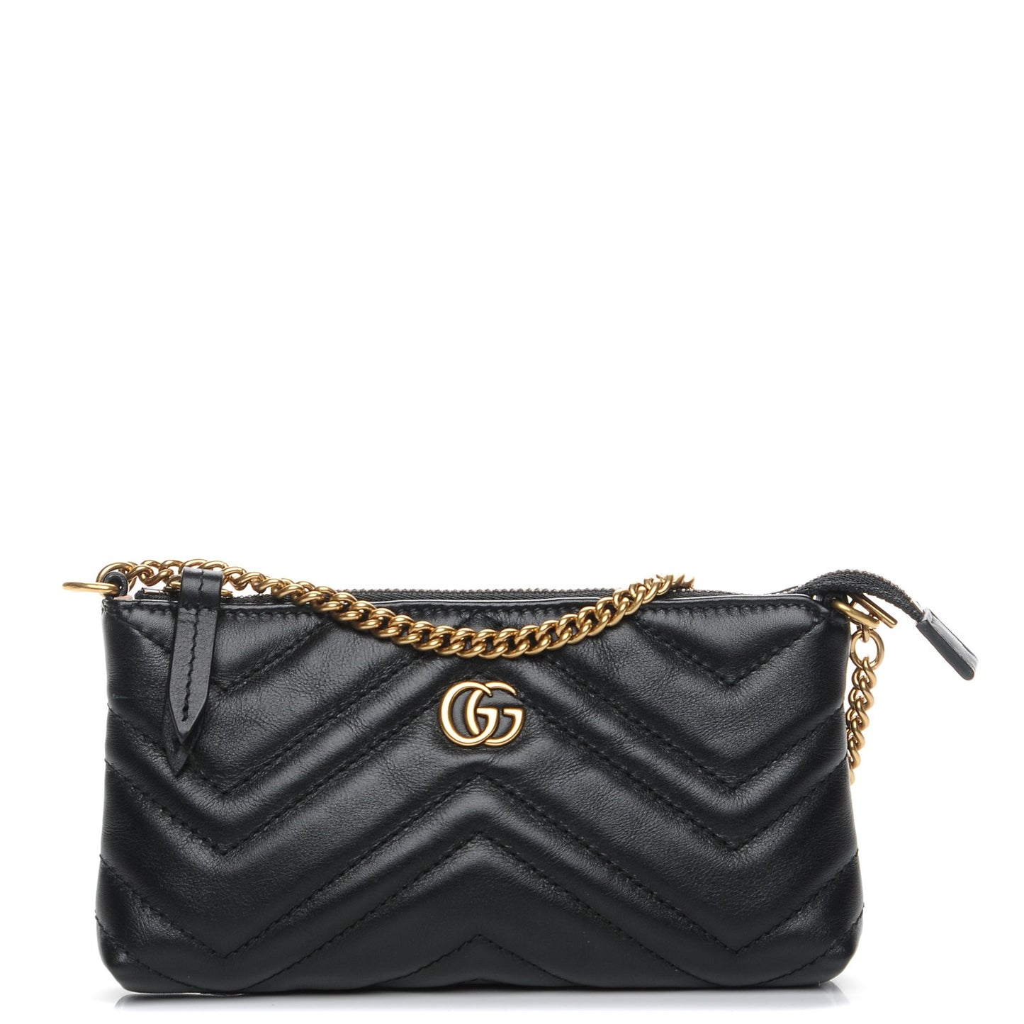 Calfskin Matelasse Mini GG Marmont Chain Bag Black
