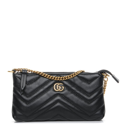 Gucci Calfskin Matelasse Mini GG Marmont Chain Bag Black 1 of 8