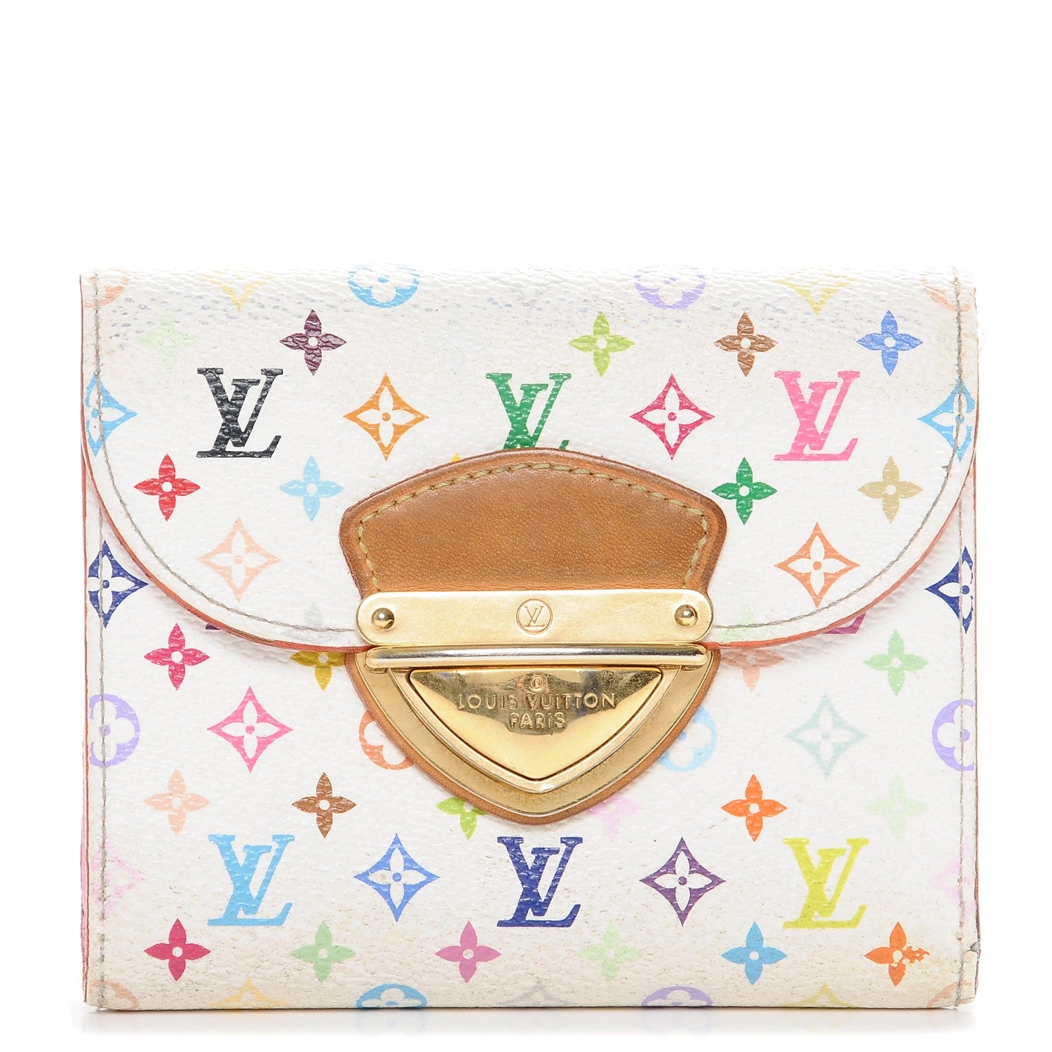 Louis Vuitton Monogram Multicolor Joey Wallet White Litchi 1 of 7