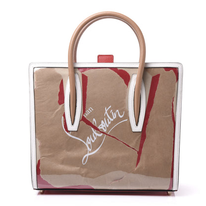 Christian Louboutin Loubi Kraft PVC Patent Calfskin Empire Medium Paloma Kraft Latte 1 of 8