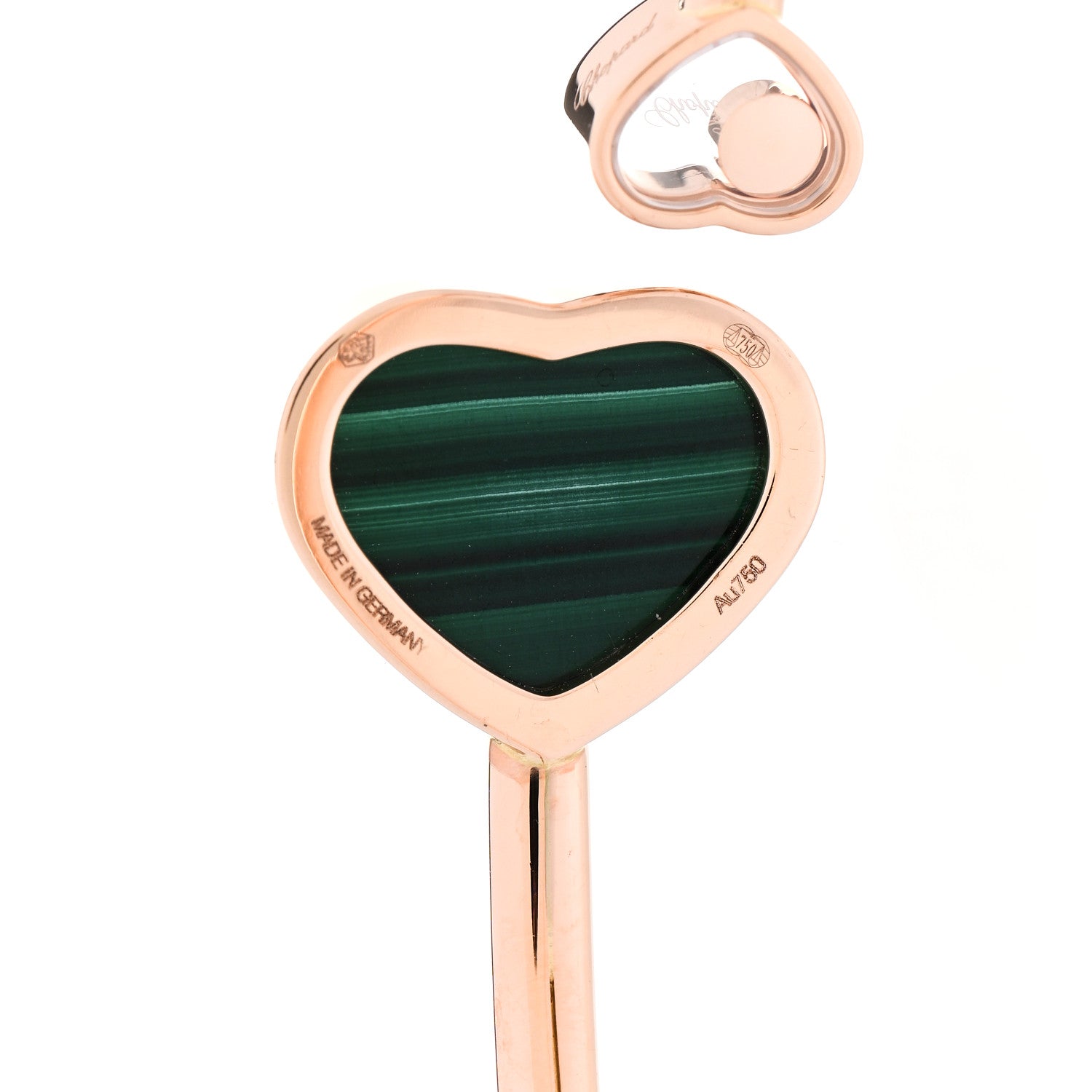 Chopard 18K Rose Gold Diamond Malachite Happy Hearts Bangle Bracelet 3 of 6