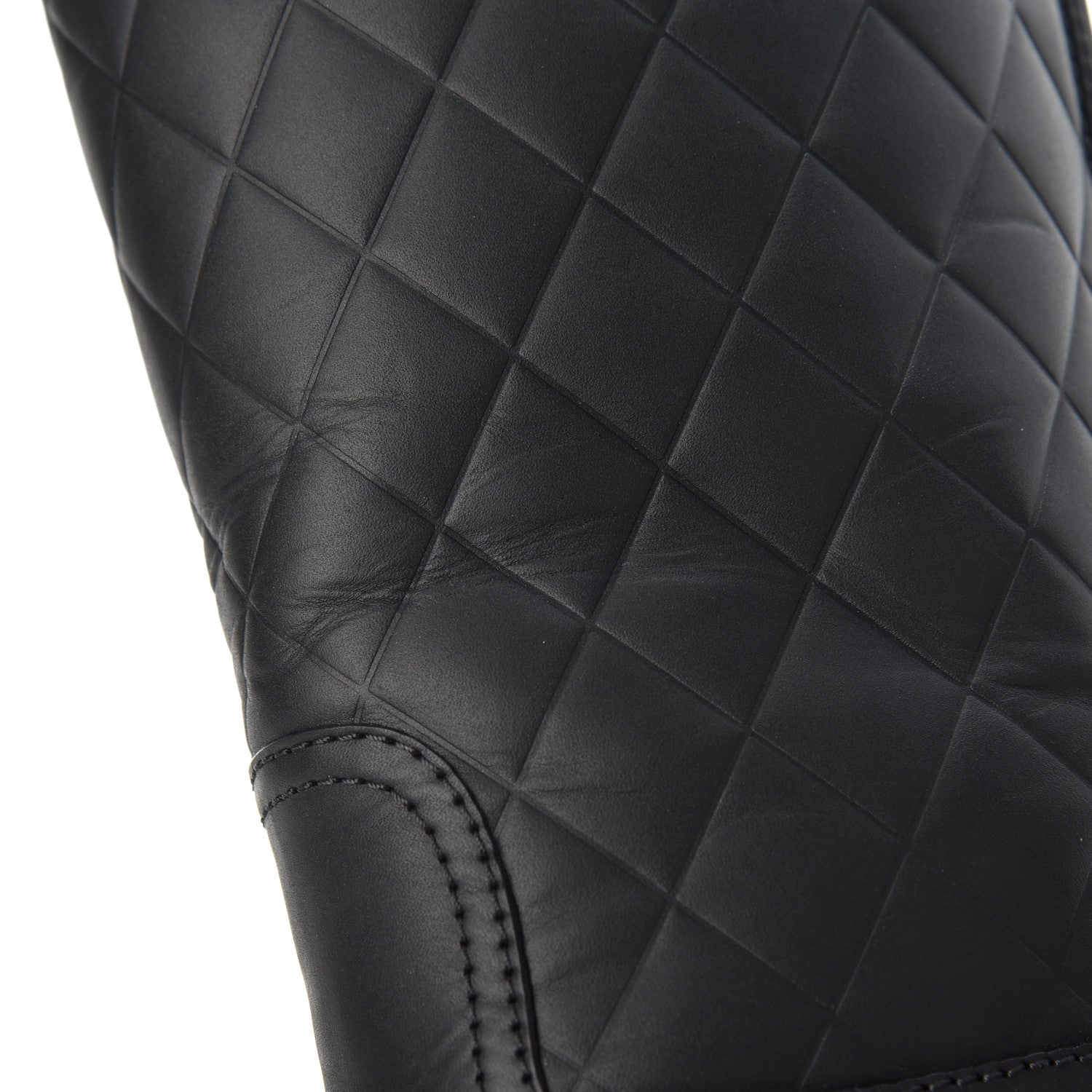 Chanel Oily Calfskin Quilted High Boots 37.5 Black 11 of 18