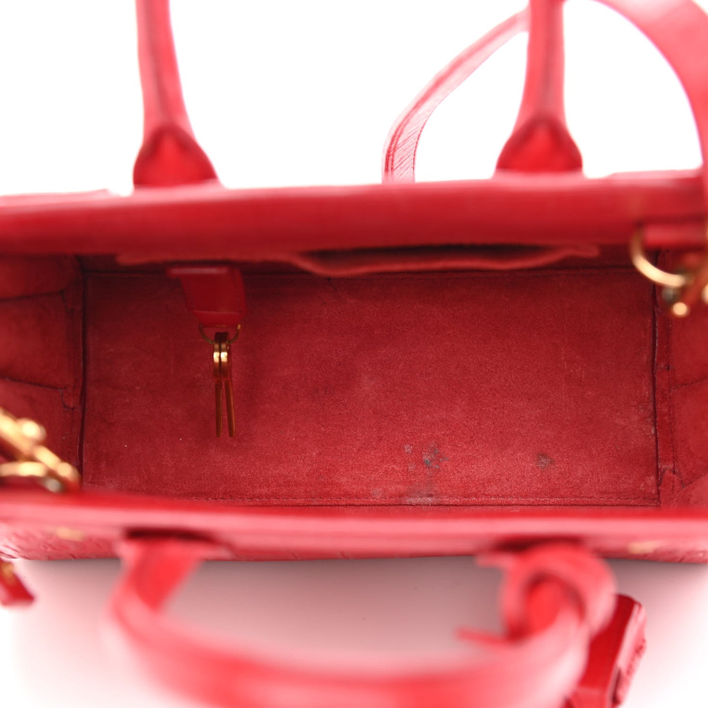 Calfskin Crocodile Embossed Nano Sac De Jour Red