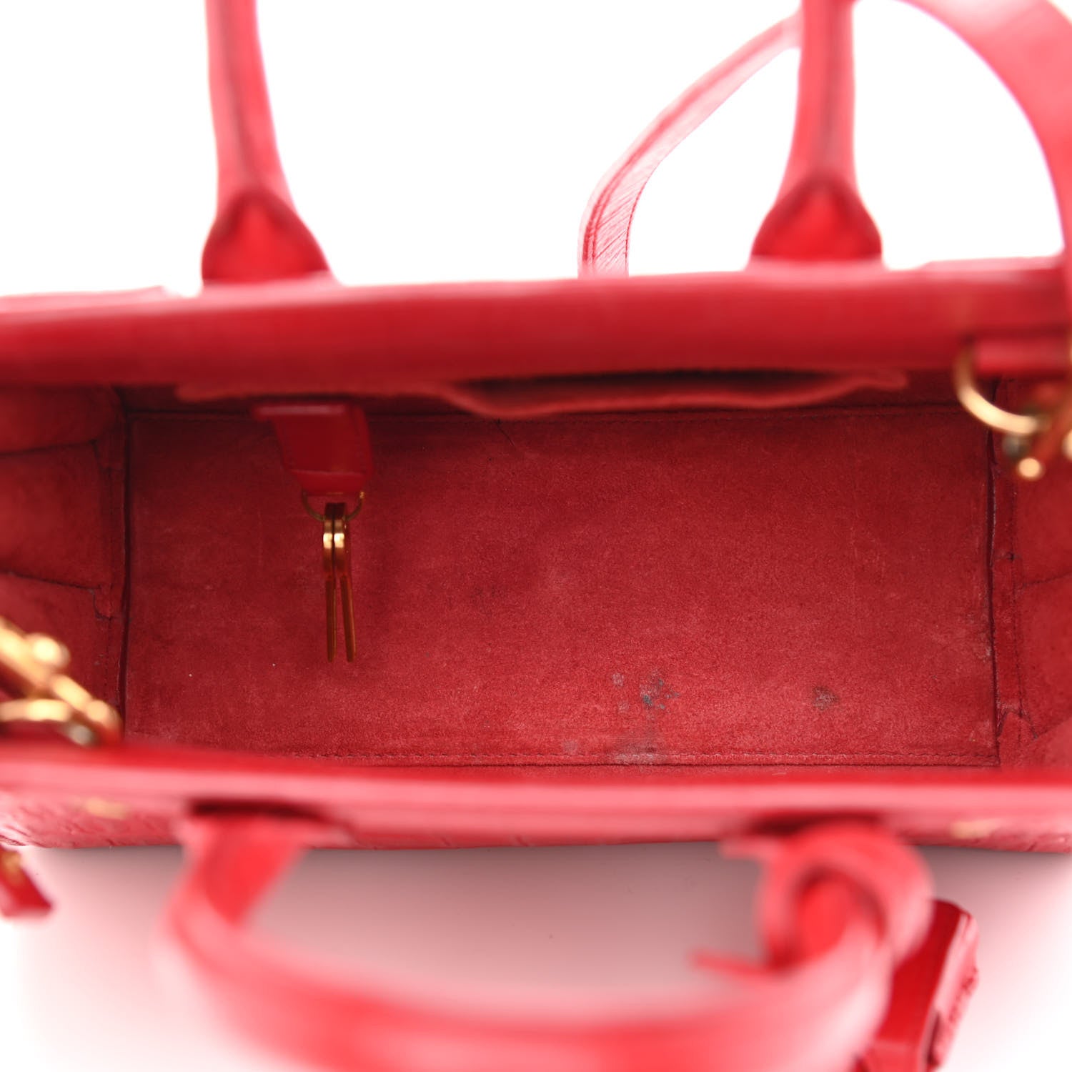 Saint Laurent Calfskin Crocodile Embossed Nano Sac De Jour Red 5 of 11