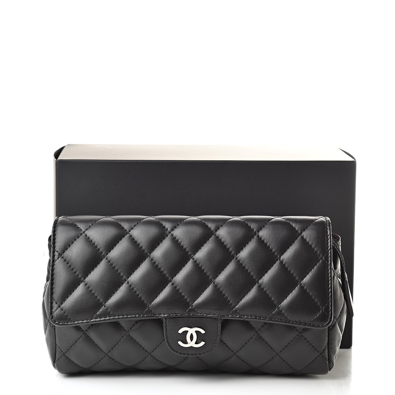 Chanel Lambskin Quilted Flap Cosmetic Case Black 9 of 9