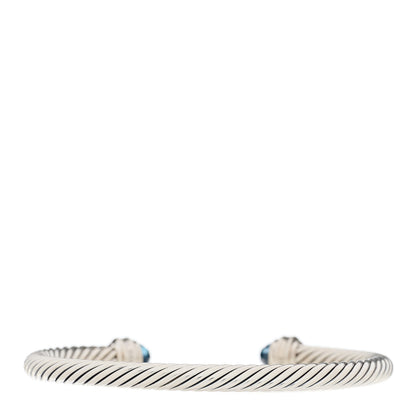 David Yurman Sterling Silver Diamond Hampton Blue Topaz 5mm Cable Classics Bracelet 2 of 4