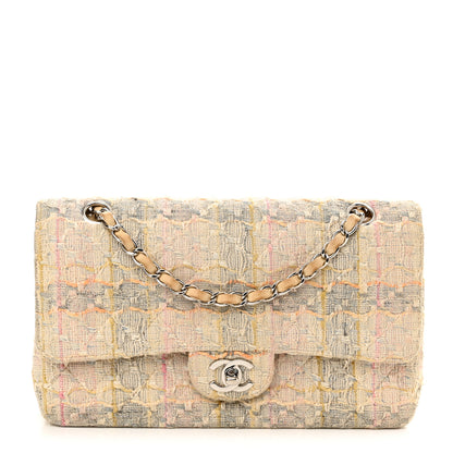 Chanel Tweed Quilted Medium Double Flap Beige Multicolor 1 of 14